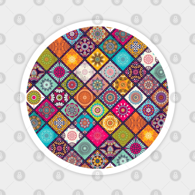 Azulejo mandala floral #3 Magnet by GreekTavern